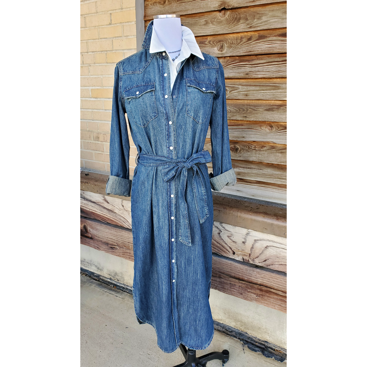 I AM Denim Shirt Women's MEDIUM Blue Button Up Top Long Sleeve Jean | eBay